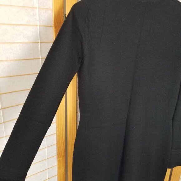 Cynthia Rowley Marino Wool Sweater Dress Black Turtleneck Flutter Cuff Small - Picture 5 of 8
